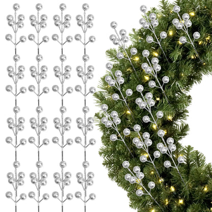 Christmas DIY Floral Wreath Ornament Artificial Berries Red Gold Silver Cherry Stamen Fake Berries  6