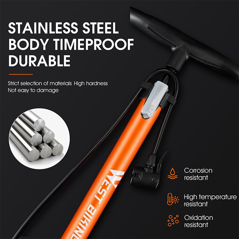 Cycling Floor Pump, High Pressure Air Pump, Schrader Presta Tire Ball Motorcycle Inflator