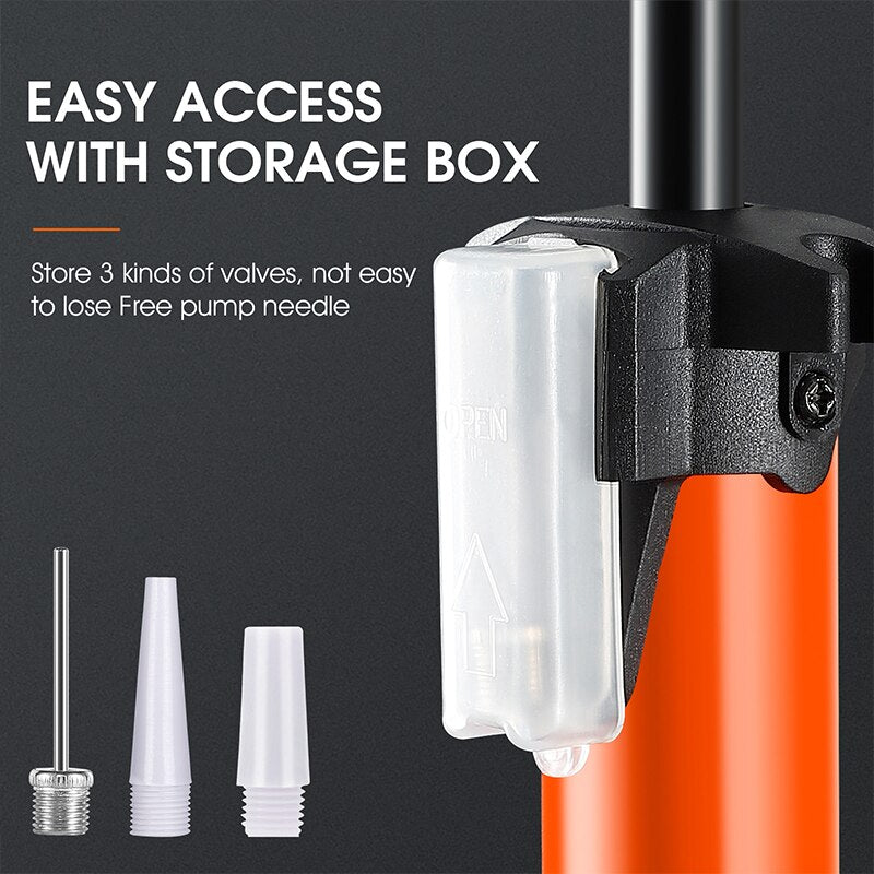 Cycling Floor Pump, High Pressure Air Pump, Schrader Presta Tire Ball Motorcycle Inflator