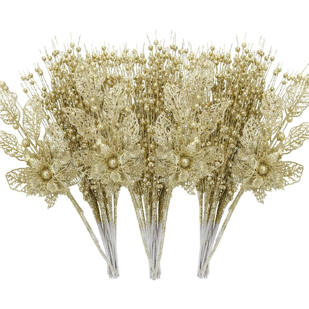 Christmas Decoration for Home, Artificial Glitter Berry Flower Branch, Tree and Party Supplies