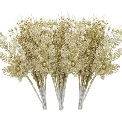Christmas Decoration for Home, Artificial Glitter Berry Flower Branch, Tree and Party Supplies