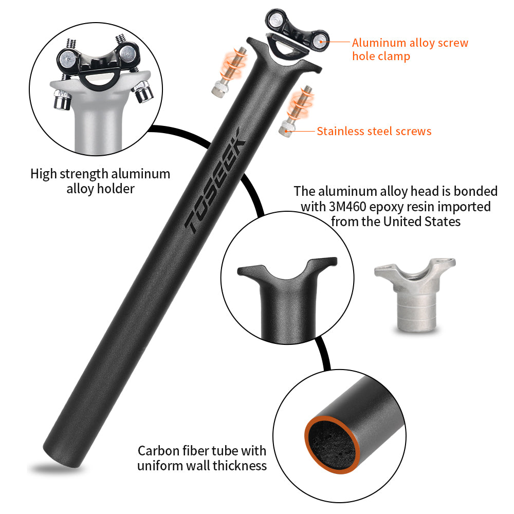 Matte Black Carbon Seatpost Road Bike Seat Tube MTB Bicycle Parts Upgrade 1