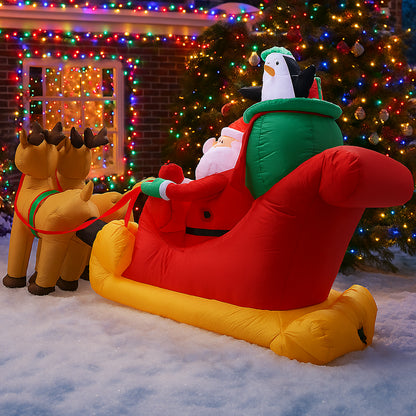Inflatable Christmas Decoration Santa Claus Reindeer Sleigh LED Home Yard Ornament Holiday Party Ou 2