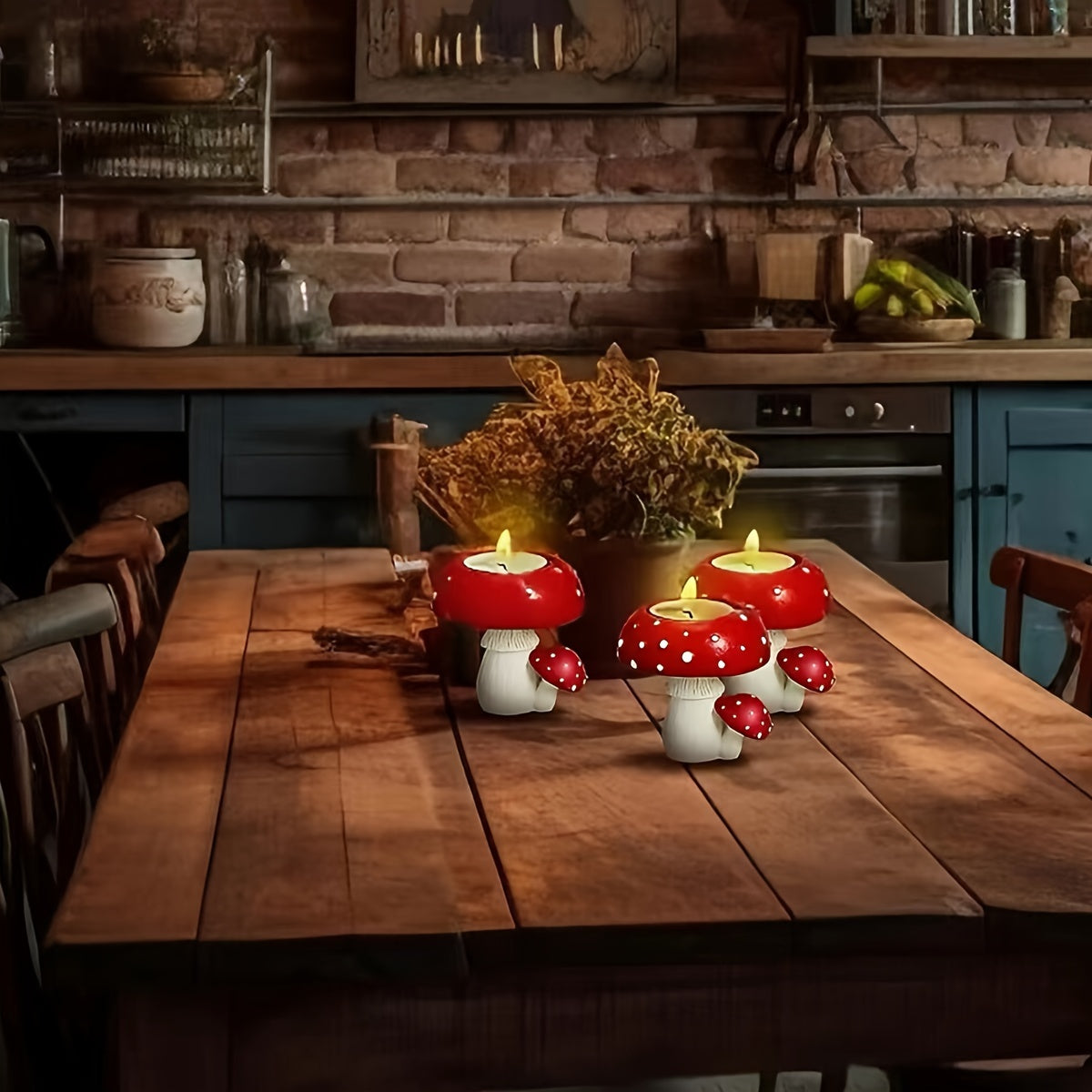 Simulation Mushroom Candle Holder Small Home Decoration Rustic Craft Ornament For Tea Lights 5