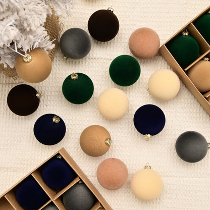 Velvet Christmas Balls, Holiday Ornaments, Wedding Party Winter Decor for Home and Family Festive Display