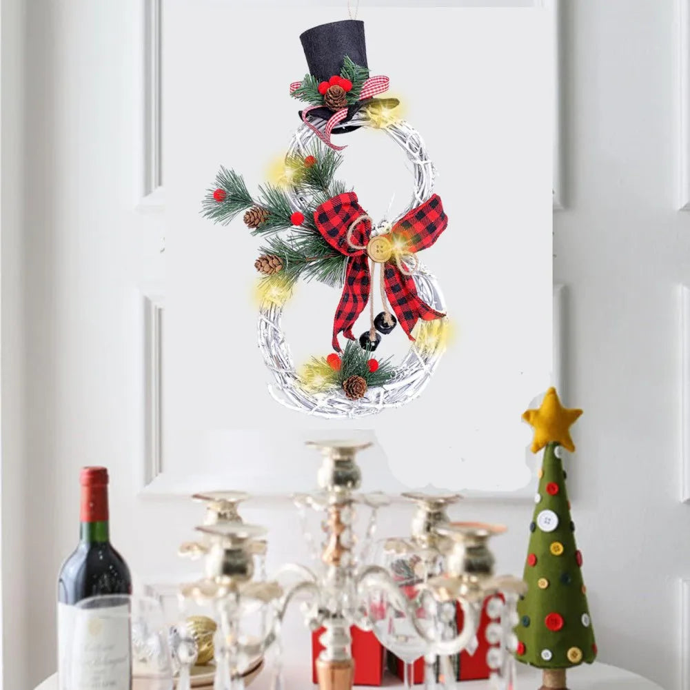 Rattan Wreath Christmas Lights Pendant, Family Decoration, Christmas Tree and Window Props