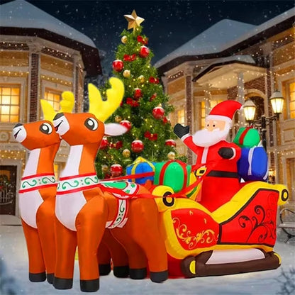 Inflatable Elk Santa Claus Gift, LED Christmas Decoration Toys, Outdoor Garden Party Props, Xmas New Year Decor