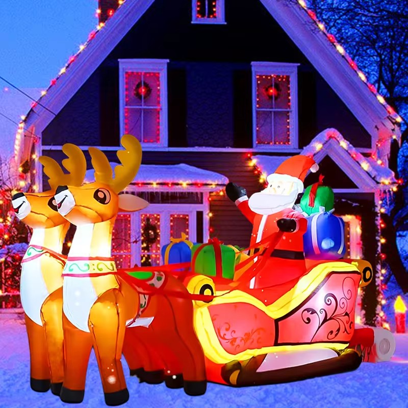 Inflatable Elk Santa Claus Gift LED Christmas Decoration Toys Outdoor Garden Party Props Xmas New Y 1
