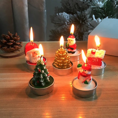 Christmas Candles Set Table Decorations With Santa Claus Snowman Xmas Tree And Pine Cones For Party 3