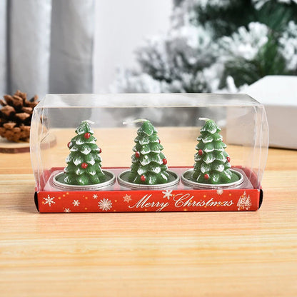 Christmas Candles Set Table Decorations With Santa Claus Snowman Xmas Tree And Pine Cones For Party 9