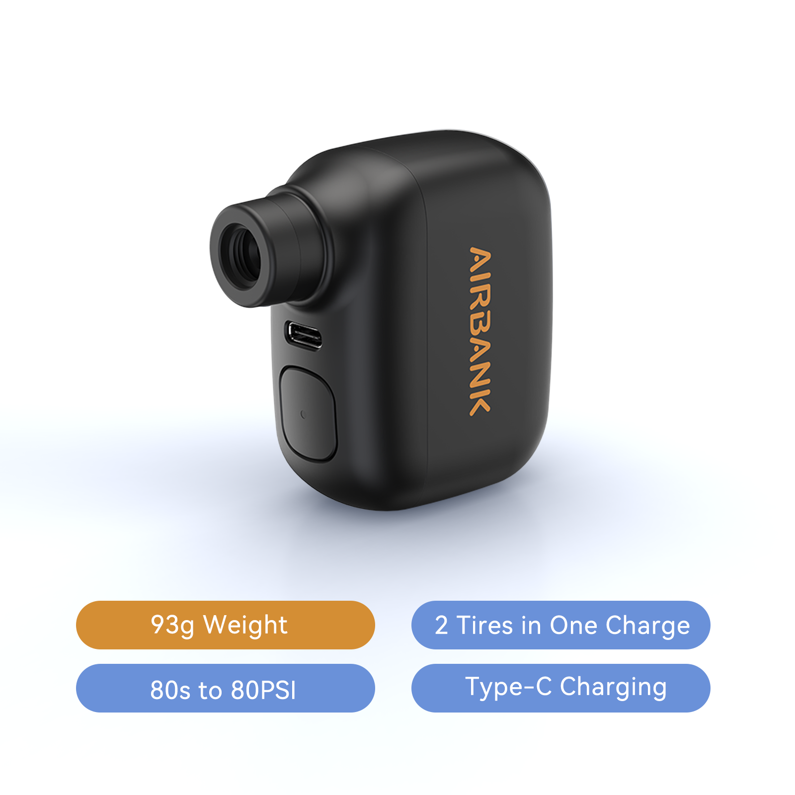 Mini Electric Bike Pump Pocket SE, Fast Charging Cordless Air Pump, Presta Schrader Valve Tire Inflator, Portable