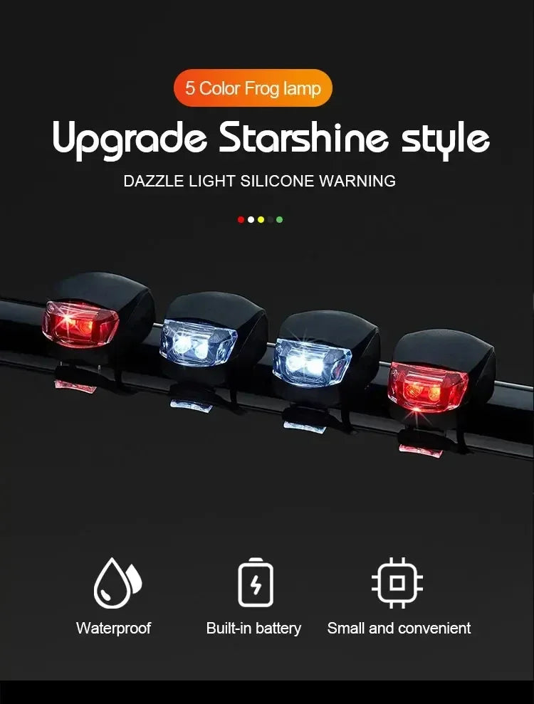 Waterproof Silicone Bike Light Set, Front Bicycle Head Lamp, Rear Taillight Flashlight for Cycling Visibility