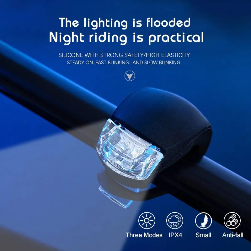 Silicone Bike Light Set, Front and Rear Waterproof Lights, Battery Bicycle Warning Accessories