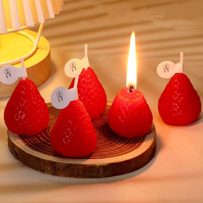 Handmade Strawberry Scented Candle, Fruit Aroma Soy Wax, Valentine's Day Decoration and Birthday Gifts