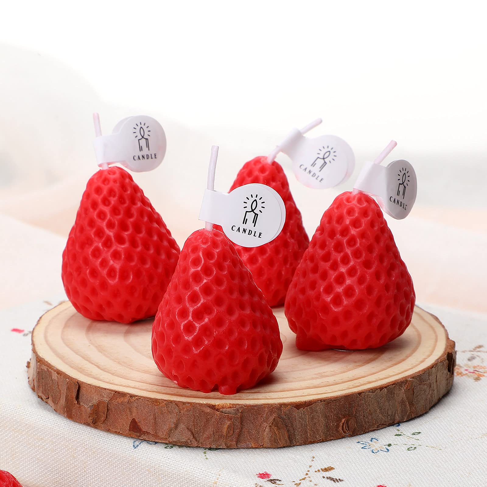 Handmade Strawberry Scented Candle, Fruit Aroma Soy Wax, Valentine's Day Decoration and Birthday Gifts
