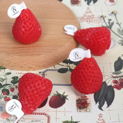 Handmade Strawberry Scented Candle, Fruit Aroma Soy Wax, Valentine's Day Decoration and Birthday Gifts