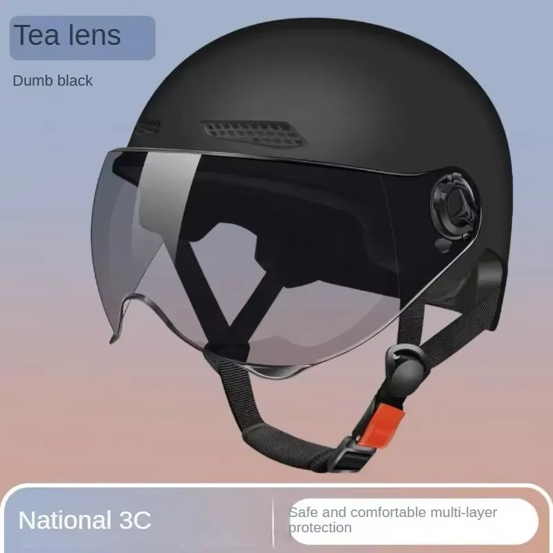 Mens And Womens Bicycle Safety Helmet Adult And Childrens Cartoon Motorcycle Half Helmet With Goggl 3