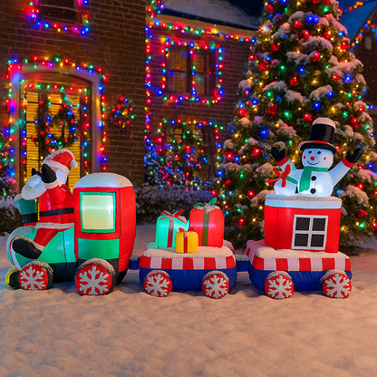 Inflatable Santa Claus Train Toys Christmas Outdoor Party Decorations Home Yard LED Lighted Ornamen 2
