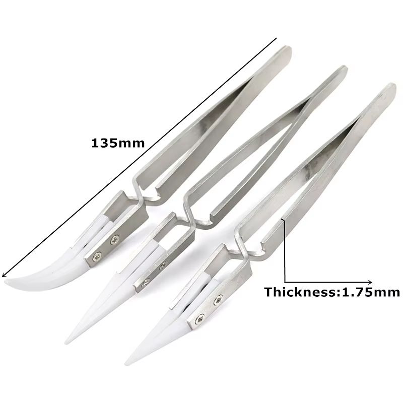 3 Pcs Ceramic Straight Tip Electronic Soldering Tweezers  AntiStatic AcidResistant Precision Tools 1