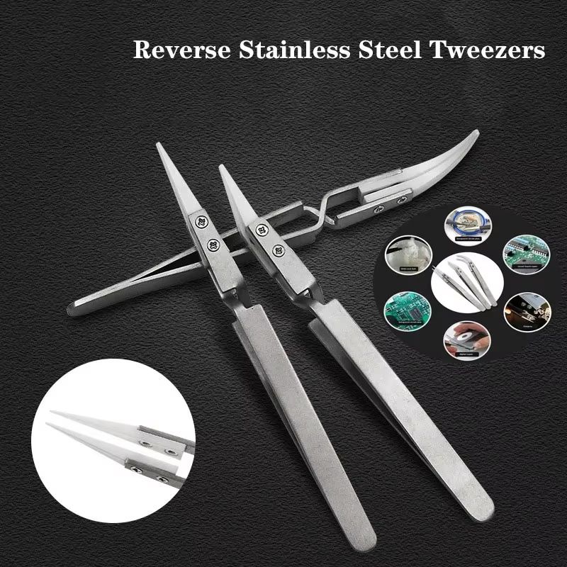 3 Pcs Ceramic Straight Tip Electronic Soldering Tweezers  AntiStatic AcidResistant Precision Tools 4