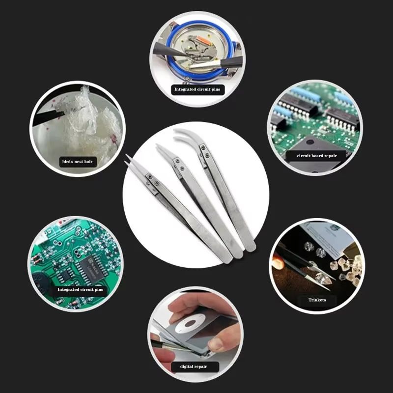 3 Pcs Ceramic Straight Tip Electronic Soldering Tweezers  AntiStatic AcidResistant Precision Tools 5
