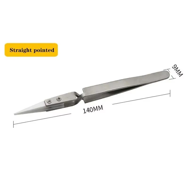 3 Pcs Ceramic Straight Tip Electronic Soldering Tweezers  AntiStatic AcidResistant Precision Tools 6