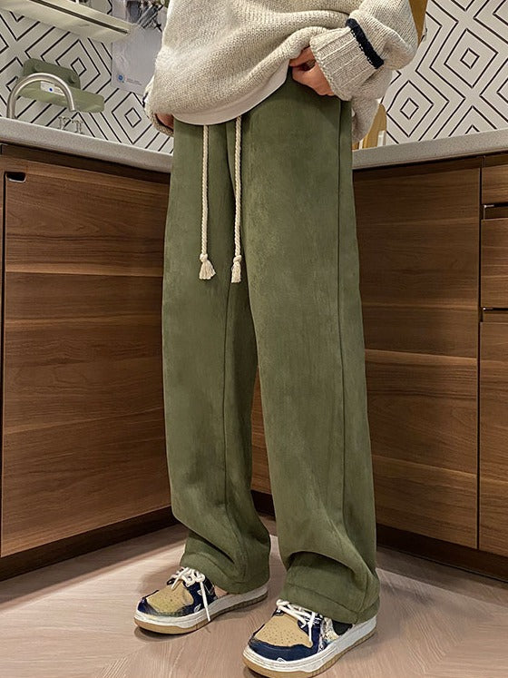 Winter Fashion, Womens Thickened Trousers, Straight Leg Pants, Casual Wide Leg Style, Autumn Winter