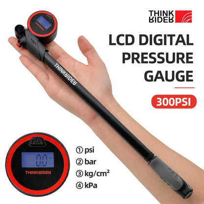 High Pressure Bicycle Pump, Portable Air Pump with Digital Gauge, Rear Suspension Shock for Mountain Bike