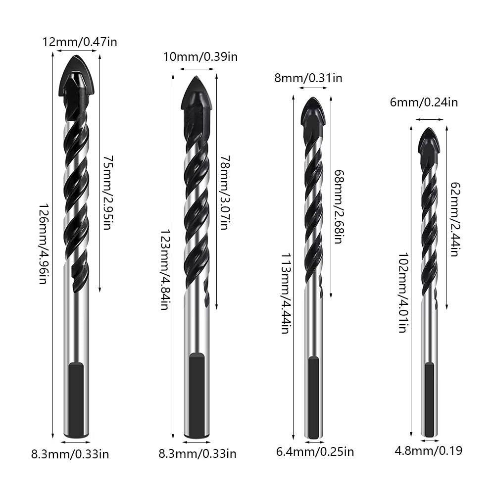 312mm Multifunctional Triangle Diamond Drill Bit Set  Precision Drilling For Ceramic Tile Concrete  2