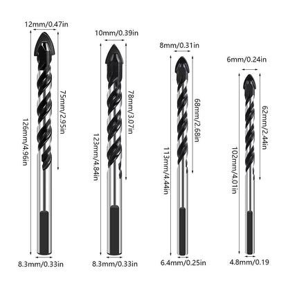 312mm Multifunctional Triangle Diamond Drill Bit Set  Precision Drilling For Ceramic Tile Concrete  2