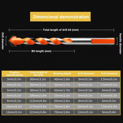 312mm Multifunctional Triangle Diamond Drill Bit Set  Precision Drilling For Ceramic Tile Concrete  3
