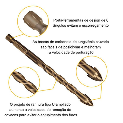 Cross Hexagon Tile  Glass Drill Bit  MultiSurface Triangle Alloy Core For Wood Metal Ceramic Plasti 5
