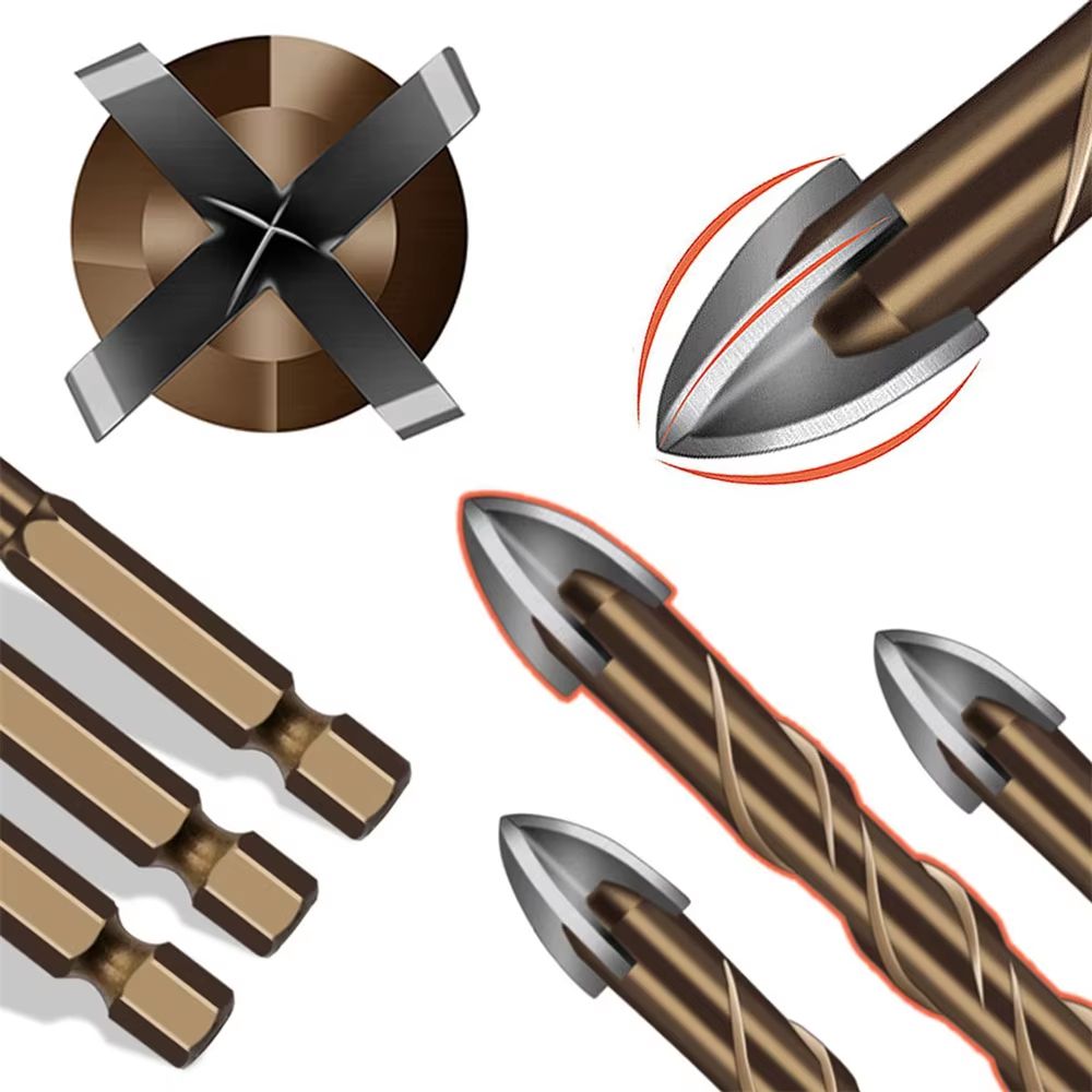 Cross Hexagon Tile  Glass Drill Bit  MultiSurface Triangle Alloy Core For Wood Metal Ceramic Plasti 6
