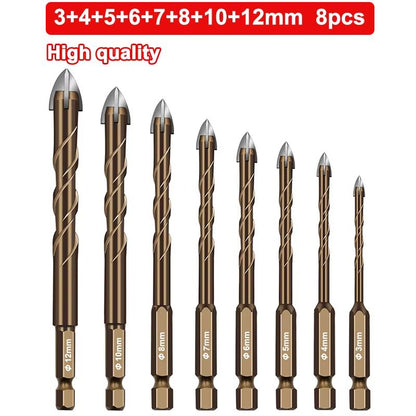 Cross Hexagon Tile  Glass Drill Bit  MultiSurface Triangle Alloy Core For Wood Metal Ceramic Plasti 8