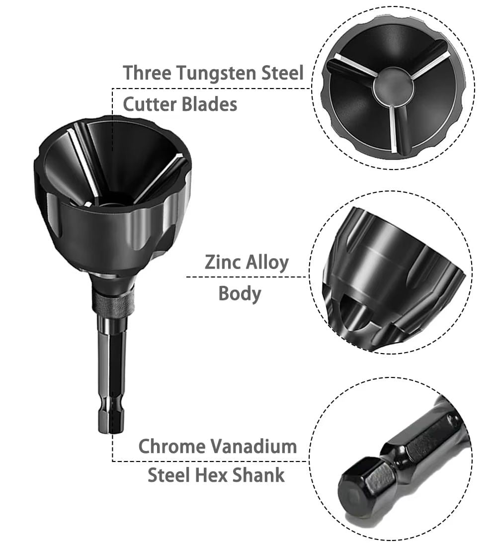JUSTINLAU Tungsten Steel Chamfer Deburring Tool  Precision Burr Removal For Screws Rods  Bolts 4