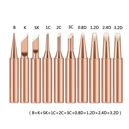 10Piece 900MT Series Pure Copper Soldering Iron Tip Set  LeadFree HighPerformance Replacement Tips  7
