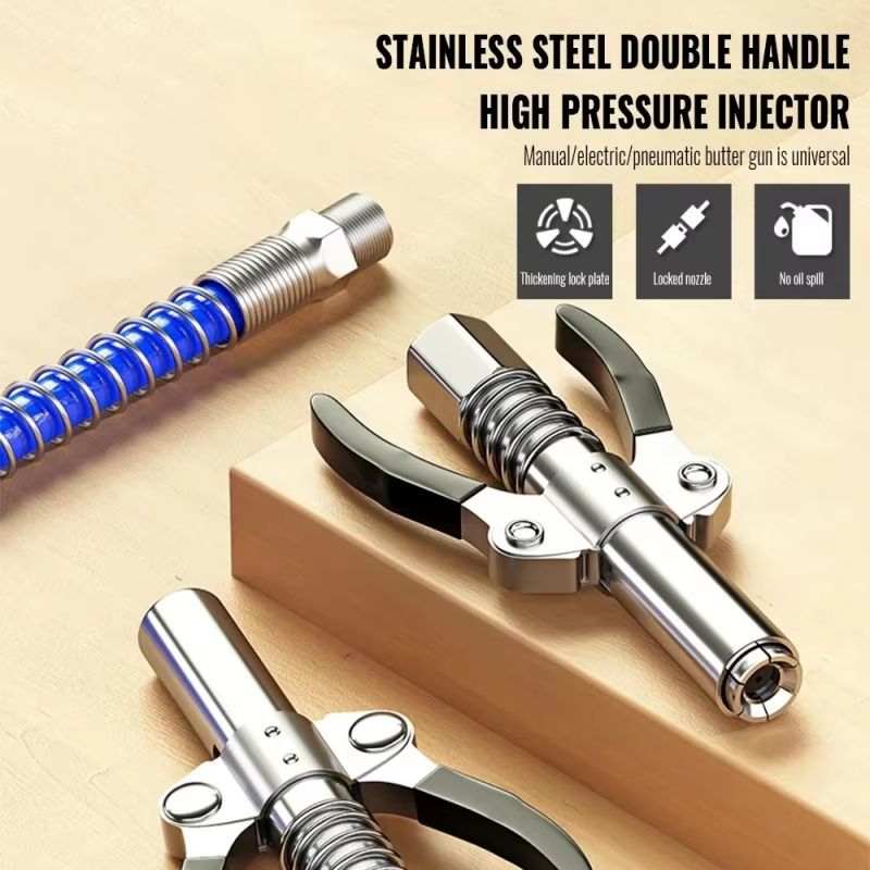 Heavy-Duty Quick Release Grease Gun Coupler – 10,000 PSI, 1/8" NPT, Dual Handle
