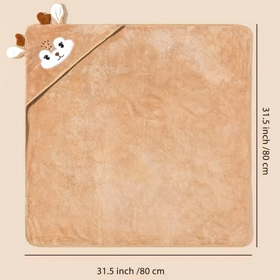 Cartoon Baby Bath Towel, Hooded Baby Bathrobe for Newborns, Swaddling Blanket for Boys and Girls, Soft Polyester Fiber
