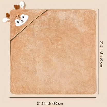 Cartoon Baby Bath Towel, Hooded Baby Bathrobe for Newborns, Swaddling Blanket for Boys and Girls, Soft Polyester Fiber