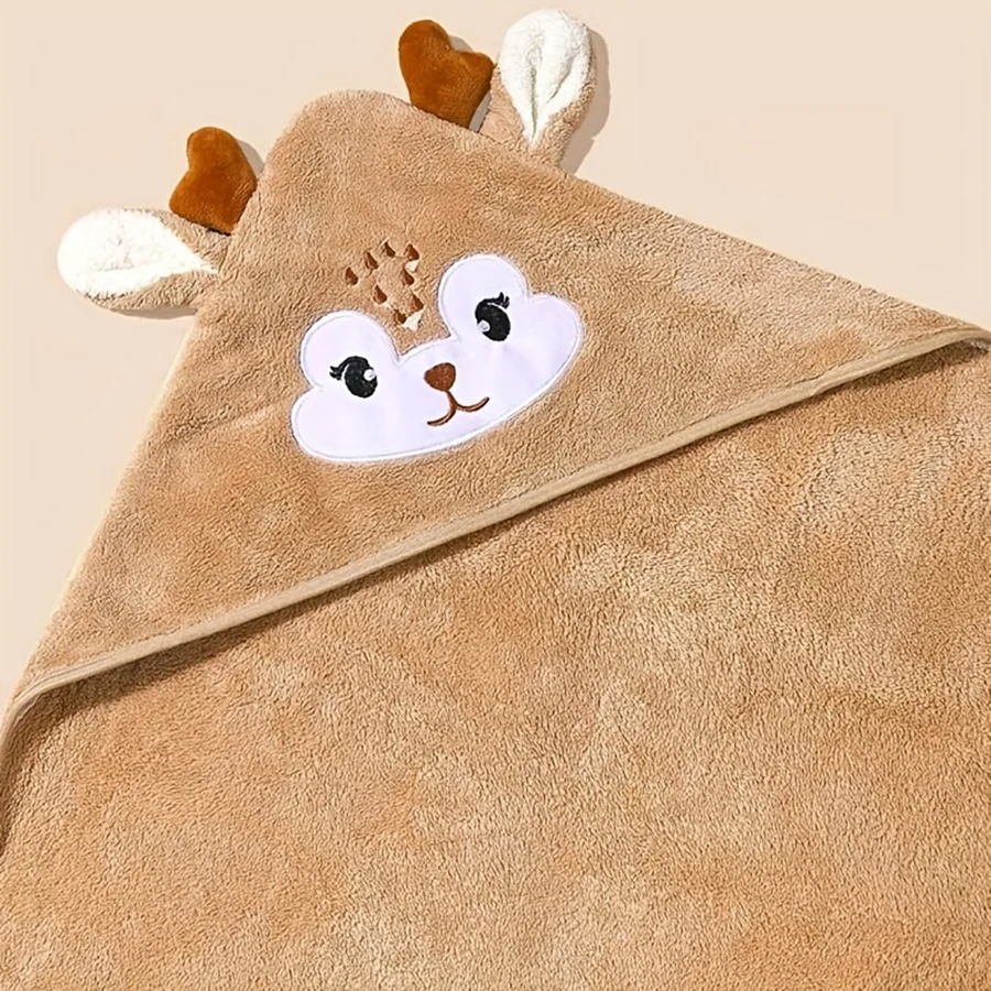 Cartoon Baby Bath Towel, Hooded Baby Bathrobe for Newborns, Swaddling Blanket for Boys and Girls, Soft Polyester Fiber