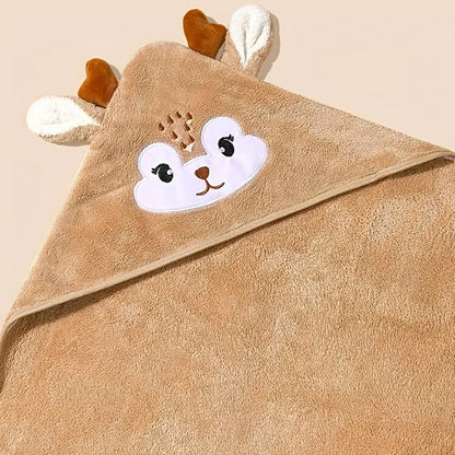 Cartoon Baby Bath Towel, Hooded Baby Bathrobe for Newborns, Swaddling Blanket for Boys and Girls, Soft Polyester Fiber