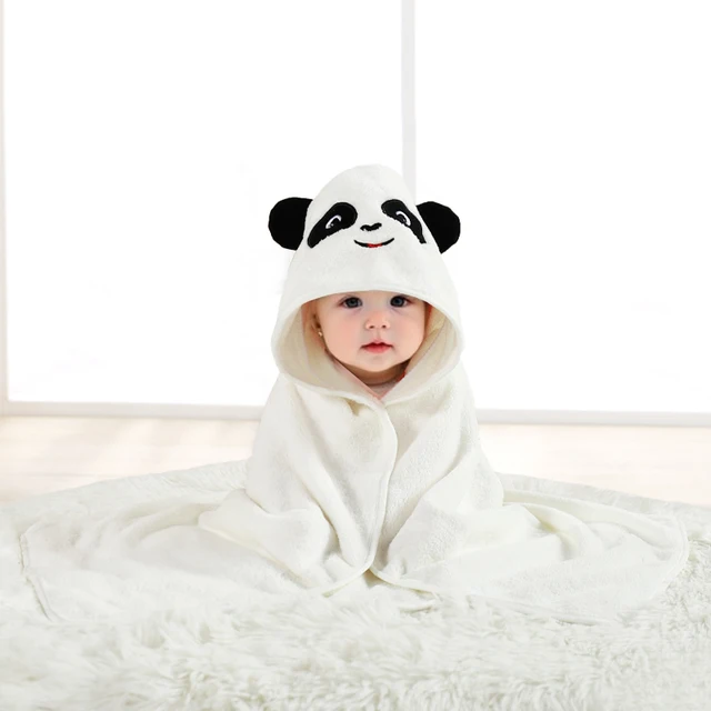 Cartoon Baby Bath Towel, Hooded Baby Bathrobe for Newborns, Swaddling Blanket for Boys and Girls, Soft Polyester Fiber