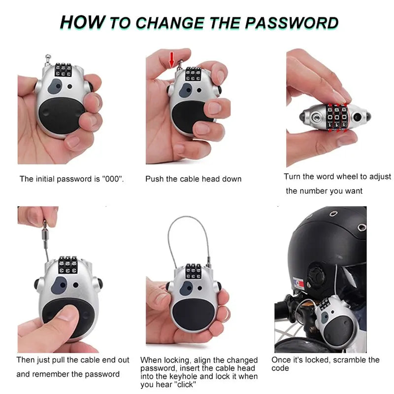 High Precision Bicycle Code Lock Steel Cable Rope Lock Helmet And Luggage Password Lock For MultiPu 3