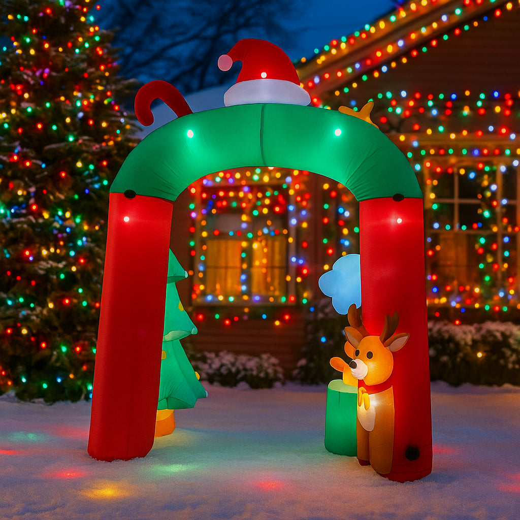 Christmas Inflatable Hot Coffee Mug Bear LED Archway Decoration Outdoor Yard Ornament Holiday Home  3