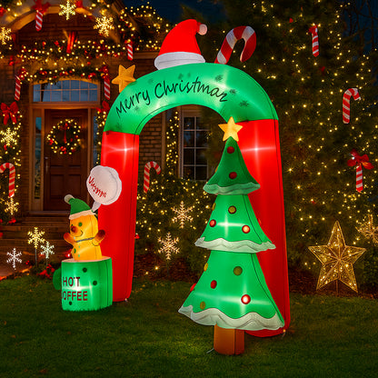 Christmas Inflatable Hot Coffee Mug Bear LED Archway Decoration Outdoor Yard Ornament Holiday Home  1