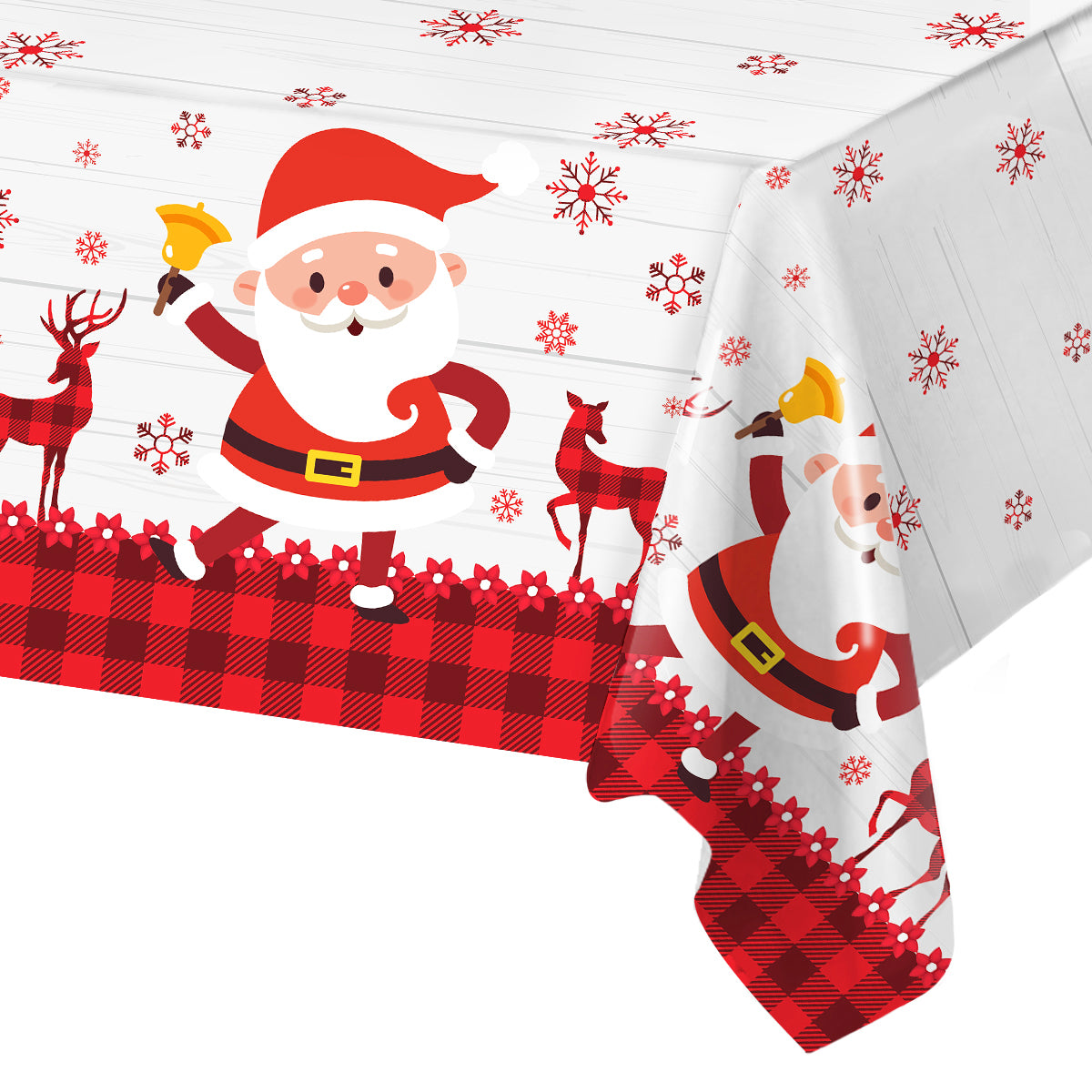 Merry Christmas Decors for Home, Santa Claus Elk Deer Tablecloth, Navidad Natal Table Cover, New Year Gift Ornament