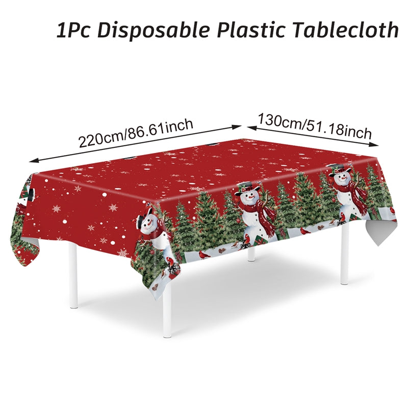 Merry Christmas Decors For Home Santa Claus Elk Deer Tablecloth Navidad Natal Table Cover New Year  6