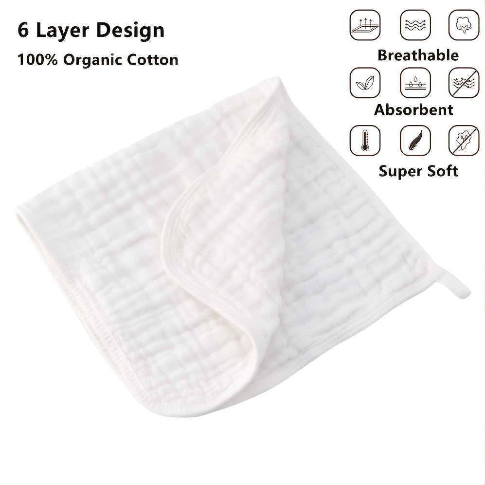 Large Muslin Burp Cloths, Extra Absorbent Washcloths, Soft Baby Spit Up Rags for Newborn, Boys, and Girls