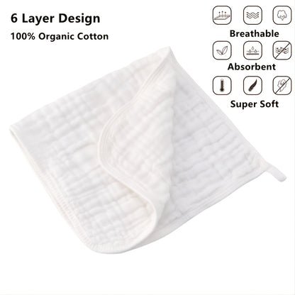 Large Muslin Burp Cloths, Extra Absorbent Washcloths, Soft Baby Spit Up Rags for Newborn, Boys, and Girls
