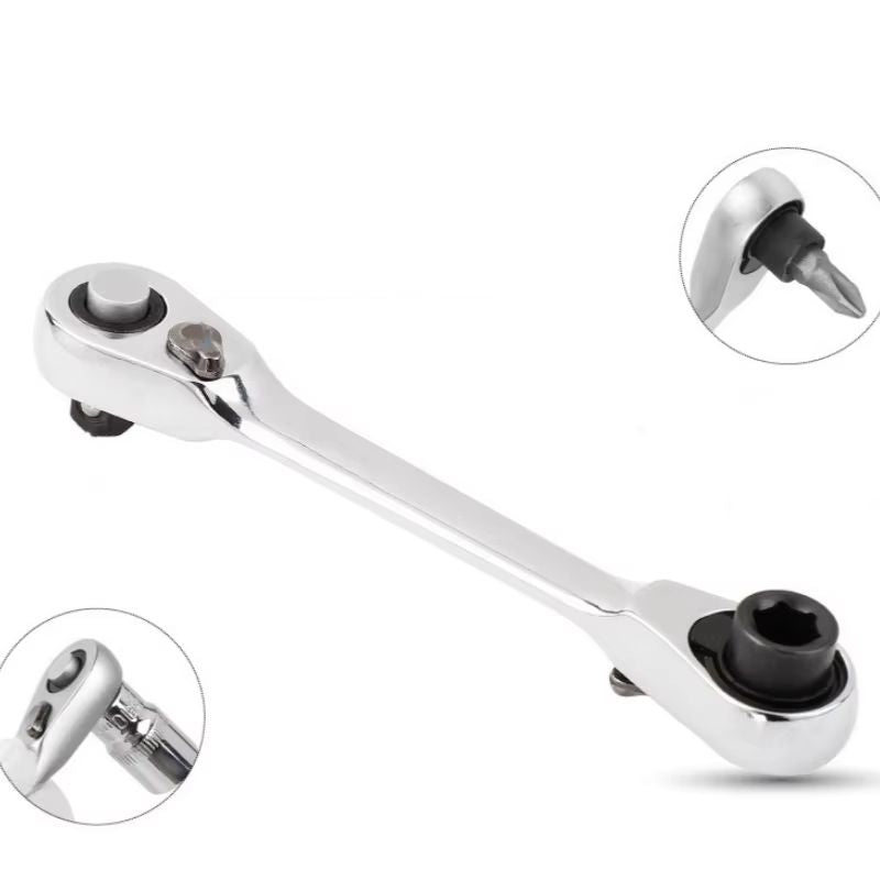 Mini DoubleHeaded Ratchet Wrench  14 Drive Socket  Bit Driver With Quick Release 2
